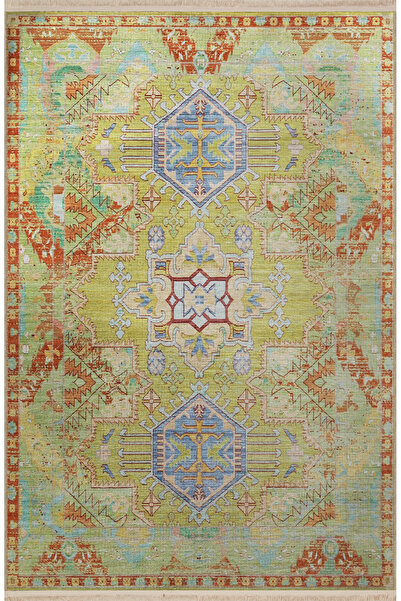 Rugs Modern Halı Sarı Yeşil Temalı Çok Renkli Geleneksel Motif Etnik Desenli ...