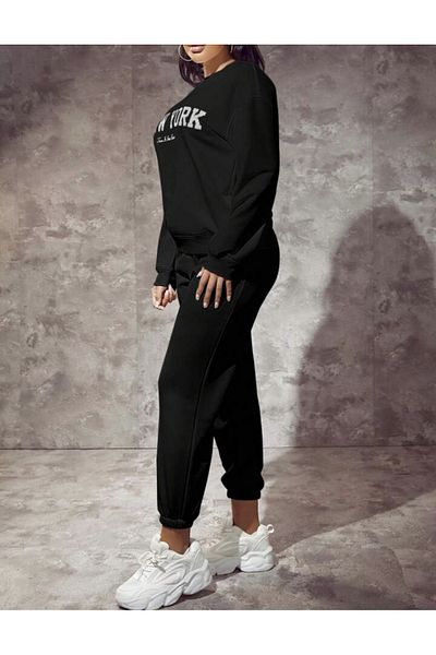 Pisa Art PİSA ART NEW YORK IMPRIMAT 2 fire SHARDON Unisex cu gât crew oversize