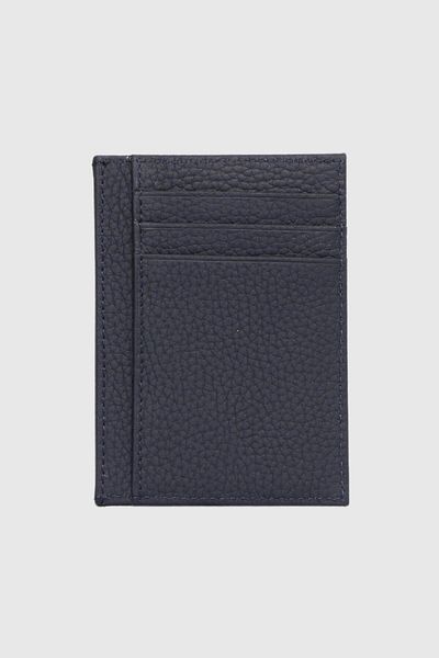 Grande 750 Model Genuine Leather Navy Blue Slim Card Holder - Flother