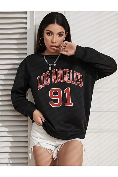 Pisa Art PİSA ART LOS ANGELES 91 IMPRIMAT 2 fire SHARDON Unisex hanorac supradimensionat cu gât