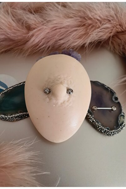 Bylin Zirkon Taşlı %100 316 L Cerrahi(Medikal) Çelik Memeucu/nipple Piercing-1 ad- Bar 1,6mmX14 mm-Top 5mm