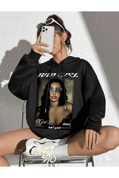 Pisa Art PİSA ART NOU SEZON Hanorac unisex cu 2 fire cu glugă, IMPRIMAT BAD GIRL