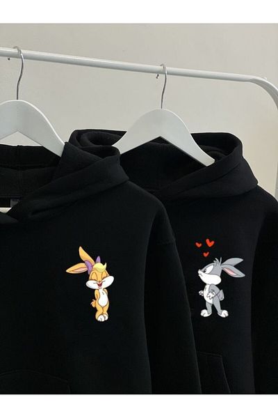 Pisa Art PİSA ART Hanorac supradimensionat unisex BLACK BUGS BUNNY IMPRIMAT 2 PISI PİSA ART
