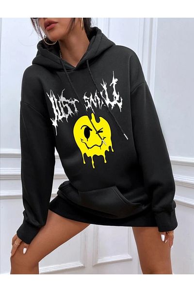 Pisa Art Hanorac oversize unisex cu glugă cu imprimeu negru PİSA ART