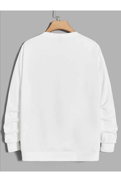 Pisa Art PİSA ART Hanorac oversize unisex cu imprimeu alb cu gât crew PİSA ART98