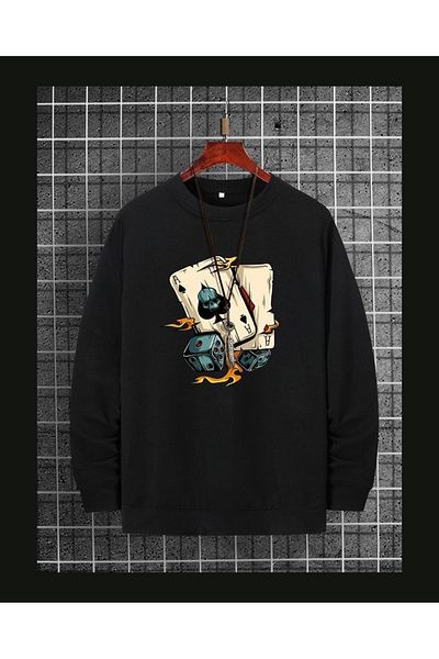 Pisa Art Hanorac oversize unisex cu imprimeu negru cu decolteu