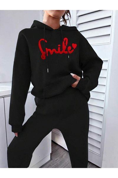 Pisa Art PİSA ART Unisex SMİLE PRINTED HOODED Oversize TRACK Suit