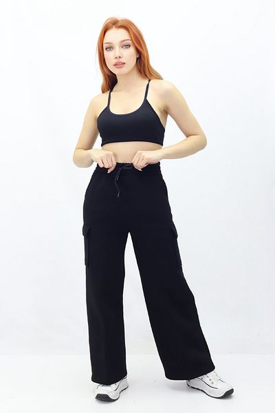 ÇILDIR TRİKO Loose Cut Fleece Women's Tracksuit Style Cargo Pants