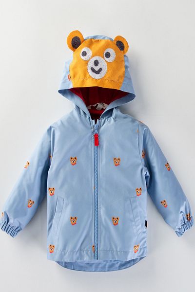 PODIUM GYM NEW SEASON CUTE BEAR COTTON LINED EARED HOODED CHILDREN'S & BABY RAINCOAT JUMPSUIT COAT