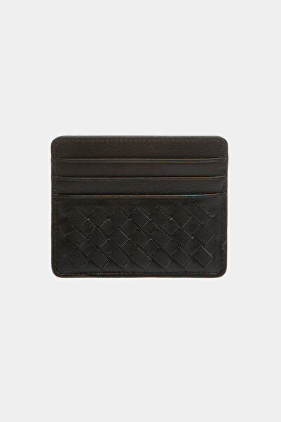 Grande 845 Genuine Leather Braided Card Holder Black