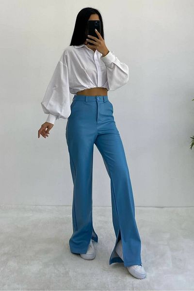 Sachistanbul Pantaloni din piele cu fante pe picior