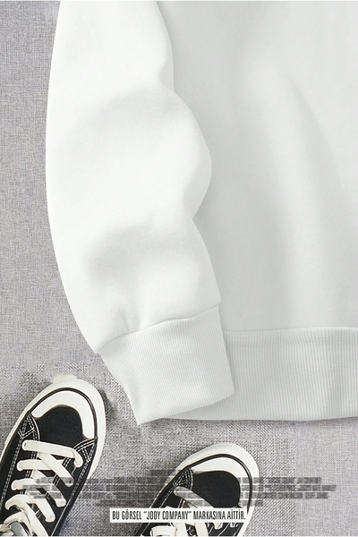 Moodopia Hanorac de damă alb cu jumătate de fermoar imprimat inimă