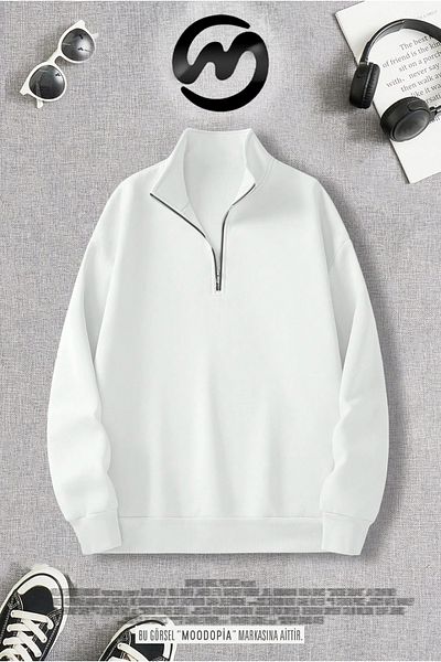 Moodopia Half Zipper High Collar Unisex Sweatshirt