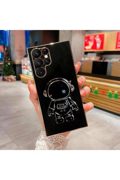 Rivor Samsung Galaxy S22 Ultra Parlak Kenarlı Altın İşleme Astronot Figürlü S...