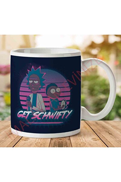 ART HEDİYE Get Schwifty R and M Miami Vice Style Two Sided Printed Mug