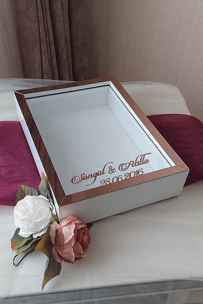 Verda Çerçeve 25x35 Cm Alb-aur roz fără LED Deep Rose Design Frame! Cadru de memorie Rose Box! Nume și dată