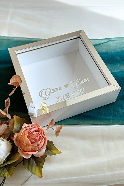 Verda Çerçeve 25x25 Cm Beyaz-Gümüş Ledli Derin Anı Çerçevesi-6 Cm Derinlikli ...