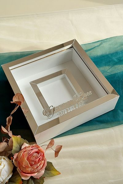 Verda Çerçeve Rama de memorie 25x25 cm cu sectiune foto - Rama de memorie adâncime de 6 cm - Nume si data cadou