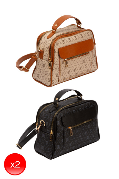 Adelina Bags Women's Patterned Hand and Shoulder Bag 2 Pieces