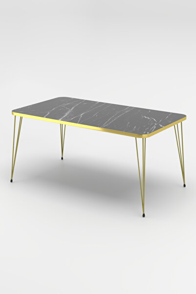 Cosargroup Orta Sehpa Dikdörtgen Gold Kenar Tel Ayak Deloratif Orta Sehpa