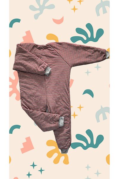 ÖZLEM BEBE Red Striped Sleeping Bag for Ages 13-16