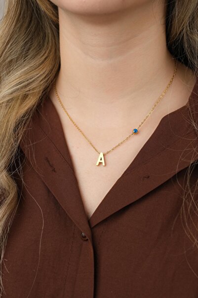 Jack Ferrero Women's Steel Color Non-Throwing Letter Necklace