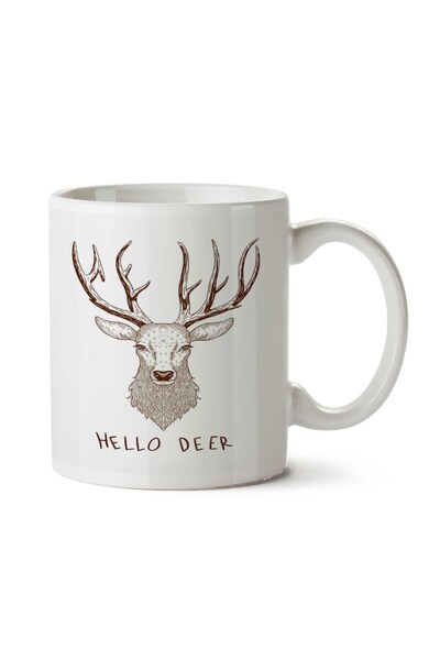 ART HEDİYE كوب هالو دير برأس غزال مطبوع على الجانبين