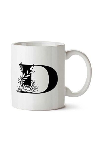 ART HEDİYE Letter D Linear Two Sided Printed Mug