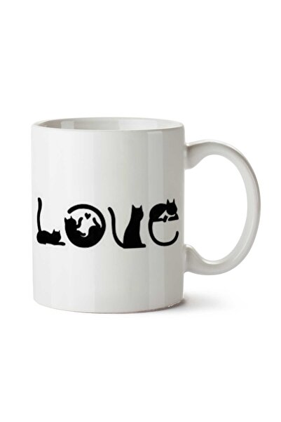 ART HEDİYE كوب مطبوع عليه وجهين من Love Cat Cats
