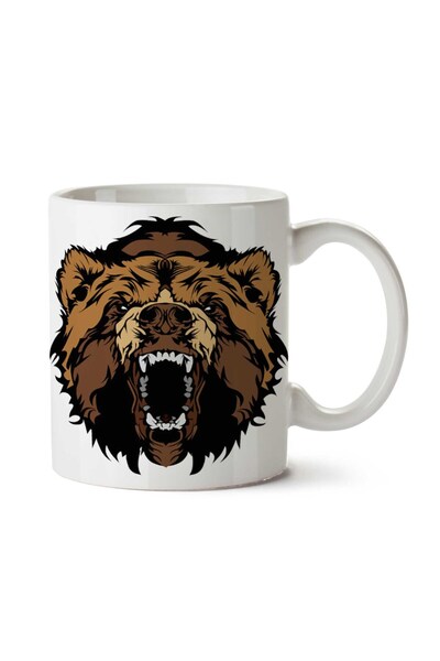 ART HEDİYE كوب مطبوع على الجانبين من Grizzly Bear Roaring