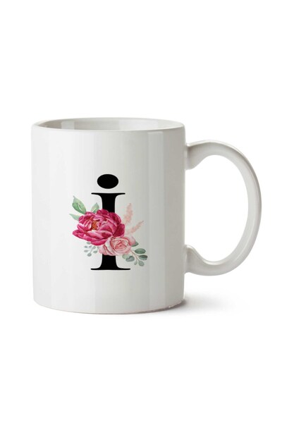 ART HEDİYE كوب مطبوع عليه حرف i Rose على الجانبين