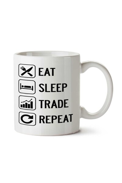 ART HEDİYE كوب مطبوع على الوجهين من EAT SLEEP TRADE REPEAT