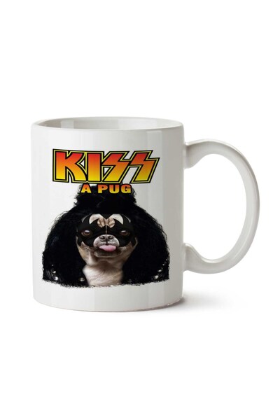 ART HEDİYE كوب KISS a PUG مطبوع على الجانبين