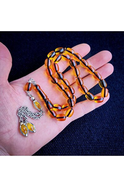 Vip Kehribar Kişiye Özel 9x12 mm Altın Rengi Ateşi Kehribar Tesbih | Taraftar...