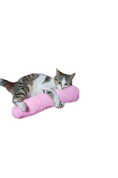 TİNEKE Cat Toy Hugging Pillow Sleeping Toy with Cat Herb 30 Cm Plush (1 Piece) Pink