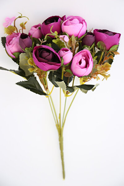 Yapay Çiçek Deposu Brussels Peony Rose Bunch (Plum-Purple) Purple