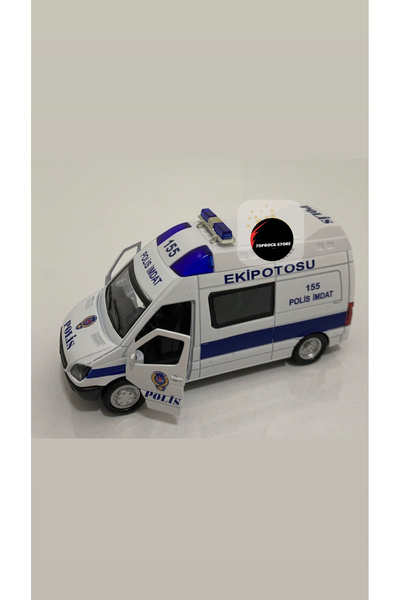 TOPROCKSTORE Metal Polis Arabası Oyuncak Işıklı Sesli Ekip Otosu