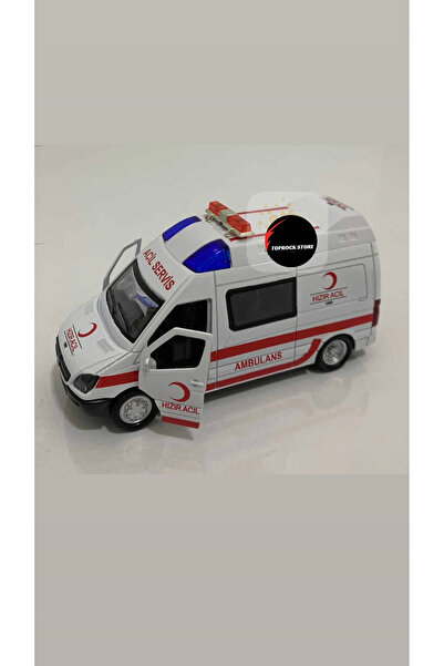 TOPROCKSTORE Metal Ambulans Oyuncak Işıklı Sesli İlk Yardım Aracı Ekip Otosu