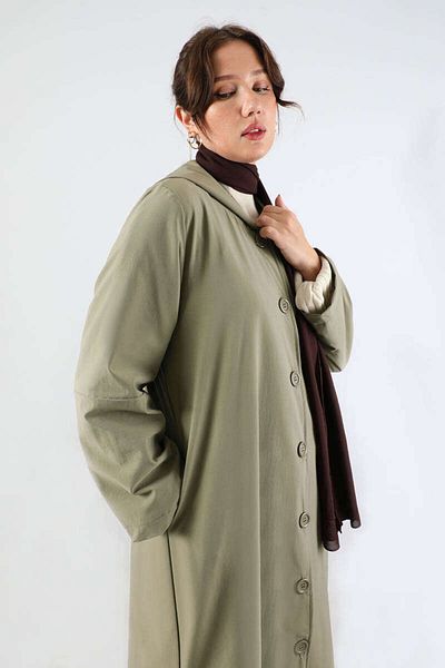 ZÜLAYS Hooded Long Trench Khaki