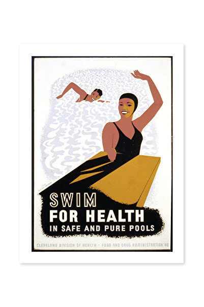 Beril Yamaç Design Studio Înotul pentru Sănătate - Reproducere de poster deco...