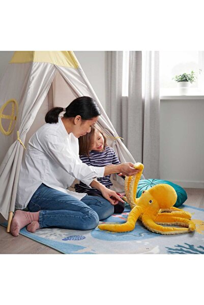 IKEA Peluş Yumuşak Sarı 8 Kollu Ahtapot 50 cm