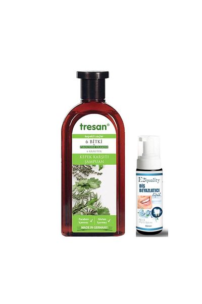 Tresan 300 ml Shampoo - 6 Plant Anti-Dandruff, Teeth Whitening Foam Gift