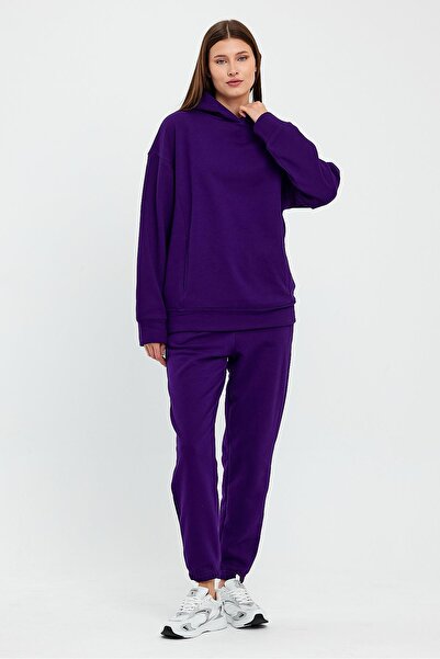 ESPİNA Women's Three Thread Fleece Oversize Tracksuit Set with Elastic Waist and Legs