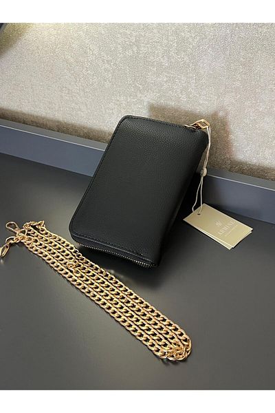 Armine ARM.265.S.PIA Armine 2 Compartment Leather Hand and Arm Bag Designed with Zipper and Clip