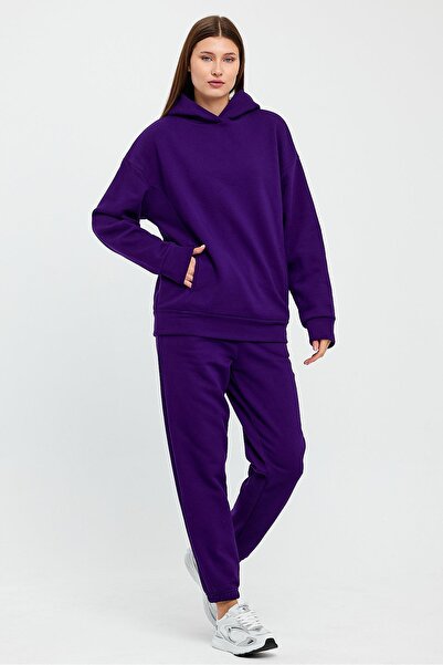 ESPİNA Women's Three Thread Fleece Oversize Tracksuit Set with Elastic Waist and Legs