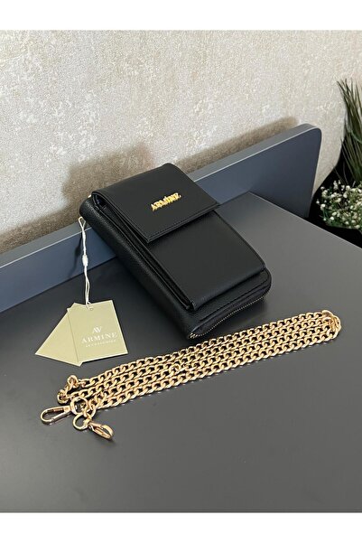 Armine ARM.265.S.PIA Armine 2 Compartment Leather Hand and Arm Bag Designed with Zipper and Clip