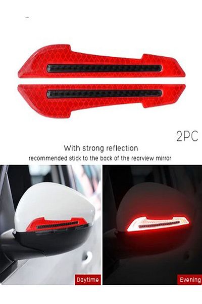 Özasya AVM RED COLOR Reflective Sticker for 2 Mirrors Beacon Paste Auto Accessory