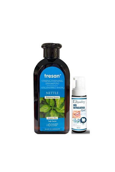 Tresan 300 ml Nettle Strengthening Care Shampoo - Oil Hair and Teeth Whitening Foam Gift