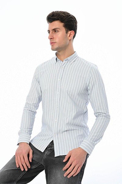 Piola Club Ανδρικό πουκάμισο Oxford ριγέ Slim Fit