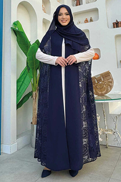 Bym Fashion Мереживо Abaya 7884 Navy Blue